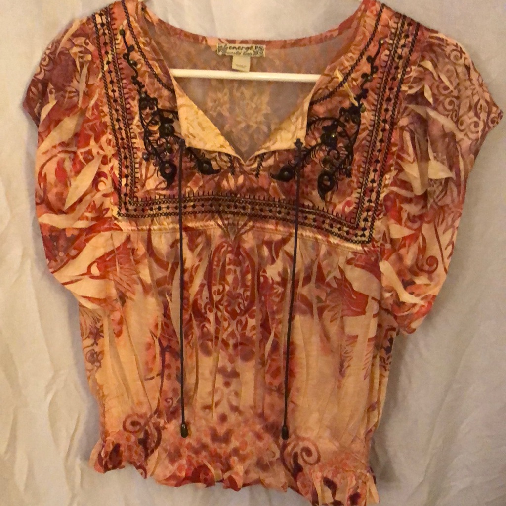 Boho Flowy Shirt Nwot Has No Size But Fits Like A Small Very Pretty
